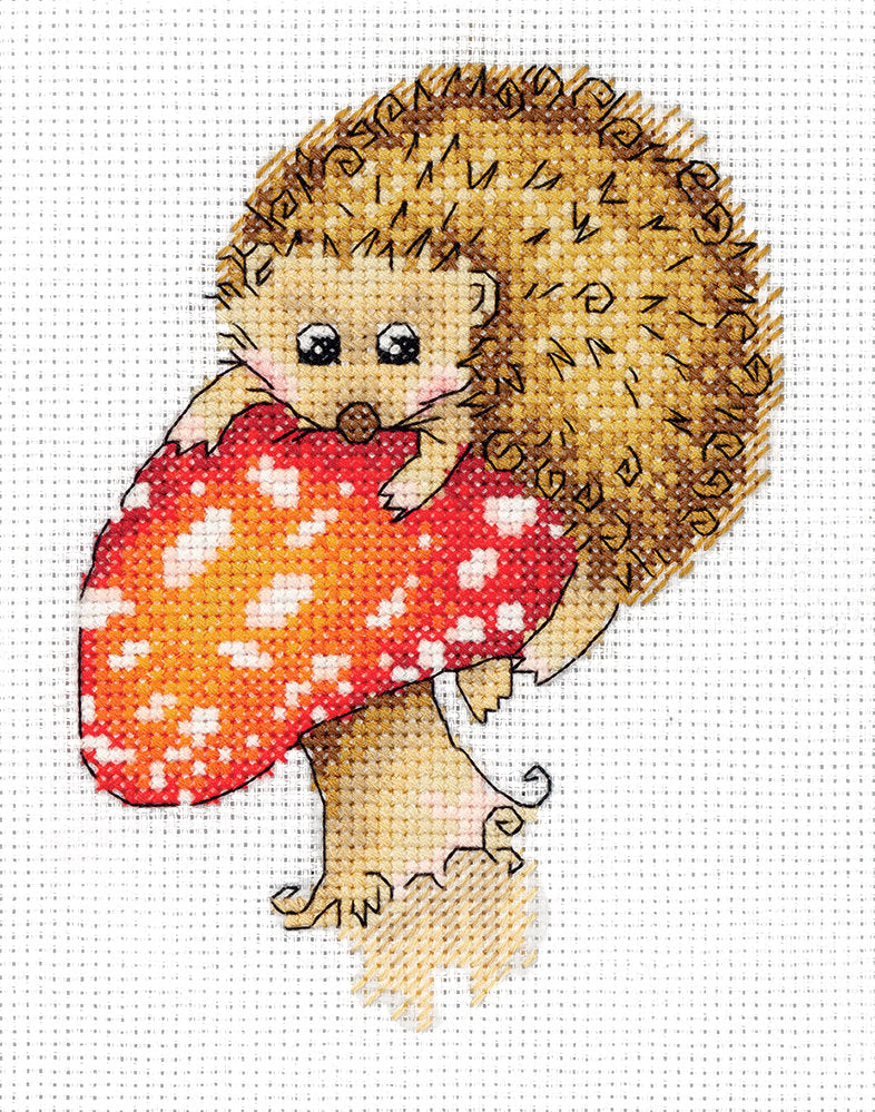 Igel auf einem Fliegenpilz - Klart - Kreuzstich-Set 8-314
