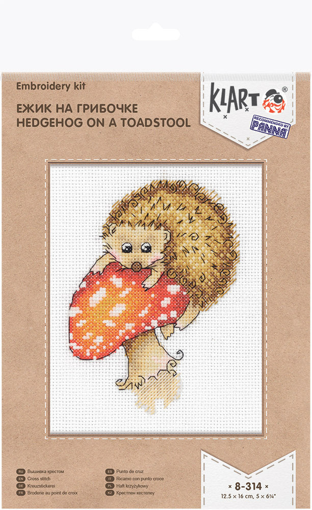 Igel auf einem Fliegenpilz - Klart - Kreuzstich-Set 8-314
