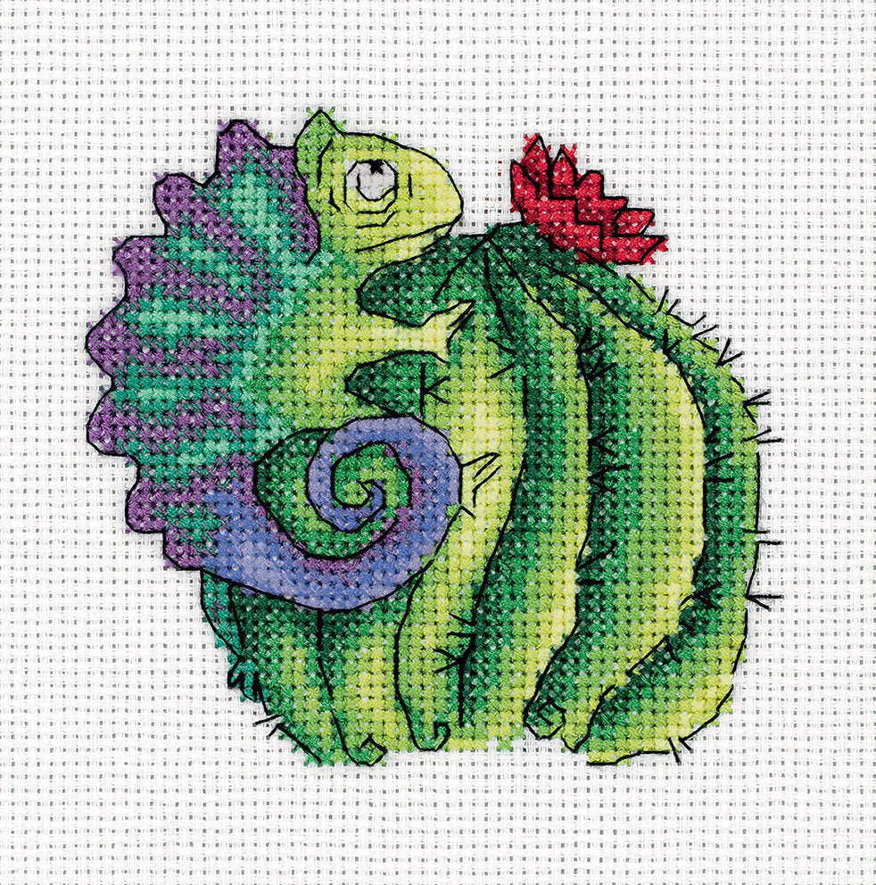 Chameleon on a cactus - 8-319 Klart - Cross stitch kit