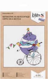 Hippopotame à vélo - 8-332 Klart - Kit de point de croix
