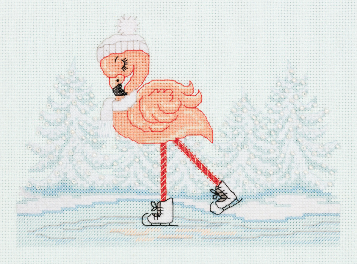 Flamingo on Skates - 8-417 Klart - Cross Stitch Kit