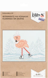 Flamant rose sur patins - 8-417 Klart - Kit de point de croix