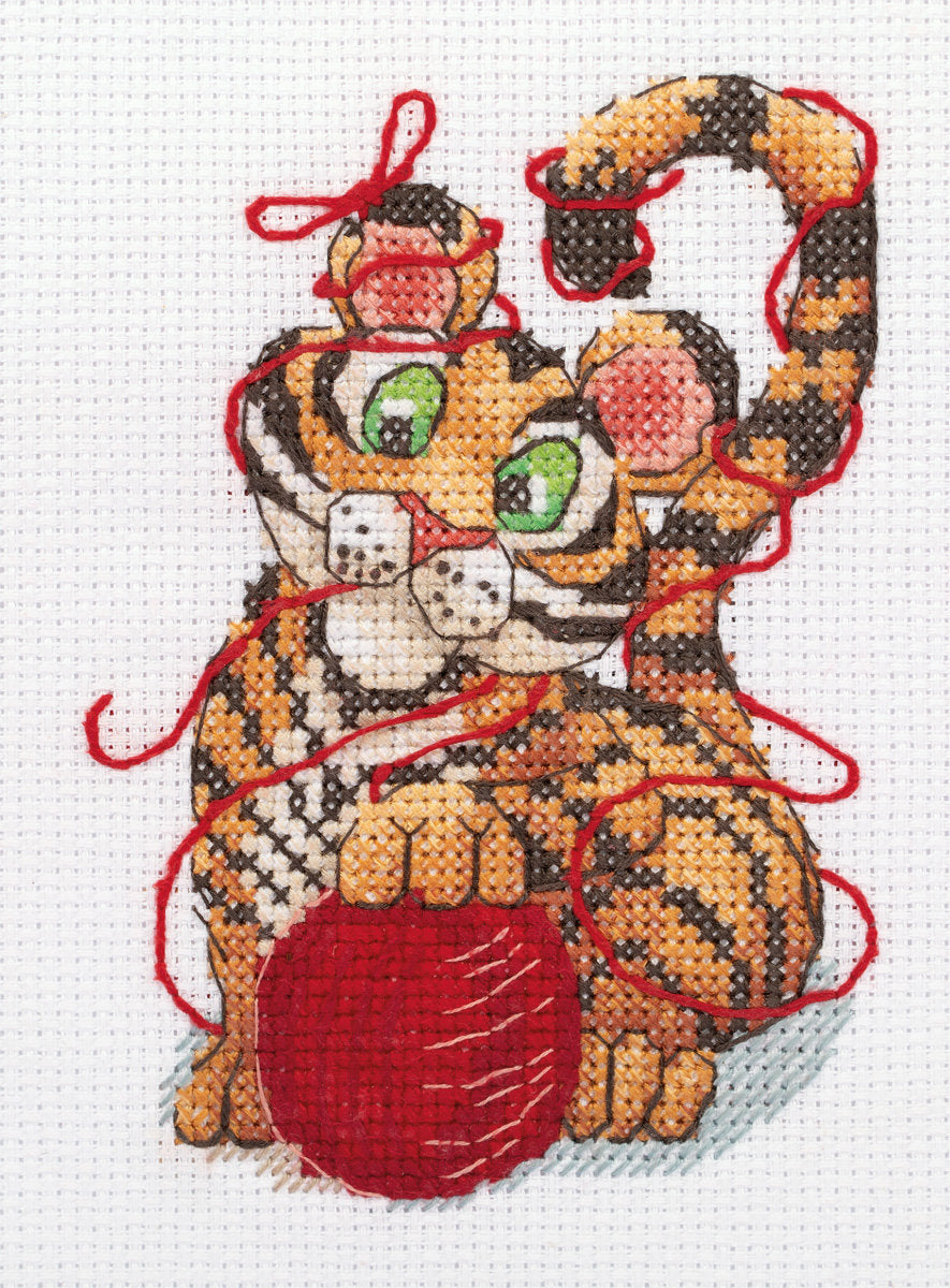 Kleiner Tiger und Wollknäuel - Klart - Kreuzstich-Set 8-437