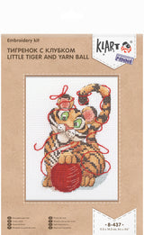 Pequeño tigre y ovillo de lana - Klart - Kit de punto de cruz 8-437
