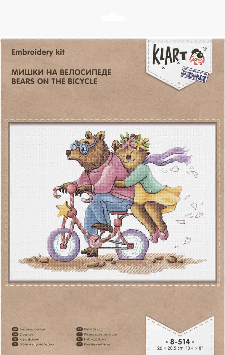 Bären auf dem Fahrrad - 8-514 Klart - Kreuzstich-Set