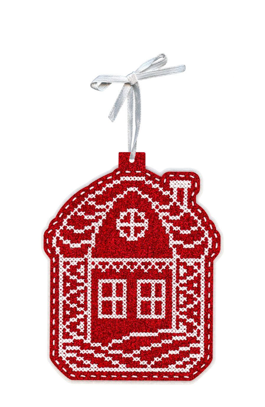 Adorno de madera con abalorios MP Studia ST-1089 – : Casita bajo la nieve 13x11 cm