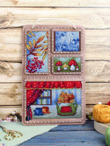 MP Studia “Autumn Collage” Wooden Base Cross Stitch Kit SO-126 – Autumn Decoration 26×17 cm