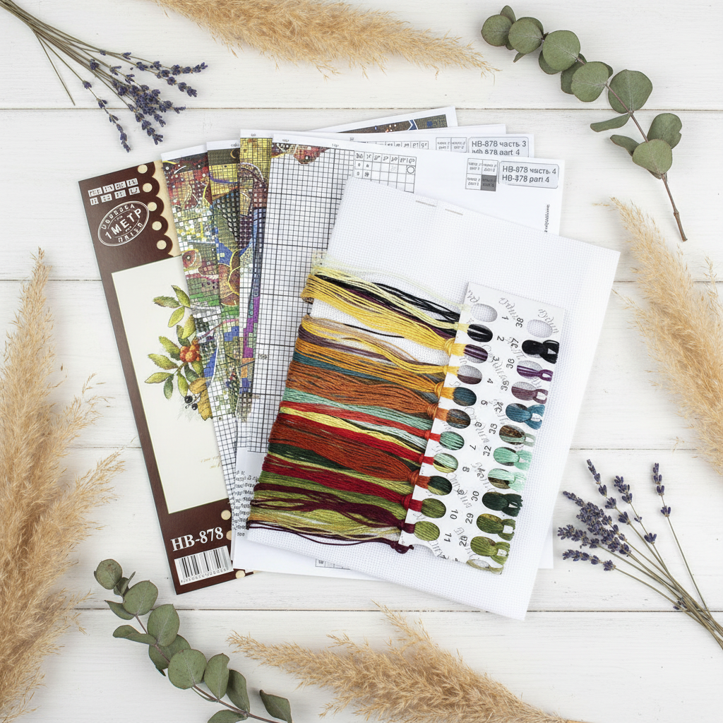 Vista adicional de Kit de punto de cruz MP Studia SNV-878 – Scarlet Bunches of Rowan 23x24 cm