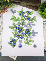 Cross Stitch Kit "Bilberry" MP Studia SNV-931 - Wild botanical blueberries 28x20 cm Aida 16 ct