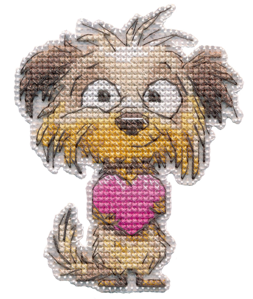 Cross Stitch Kit "Magnet. Faithful Heart" Oven S1723 - Dog embroidered magnet 7.5x9.5 cm
