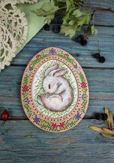 Cross Stitch Embroidery on Wooden Base "Miniature. Sleeping Bunny" SO-113 by MP Studia