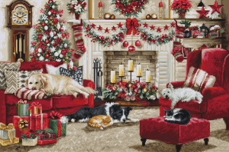 Mascotas Interiores Navideños BU5013 Luca-S Kit de Punto de Cruz