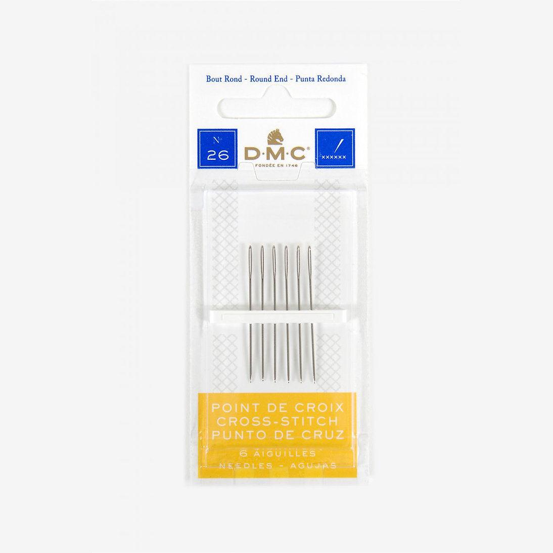 Pack of 6 DMC Cross Stitch Embroidery Needles No. 26 - Rounded Tip