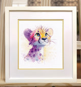 Kit de punto de cruz The Magic of Watercolor Cheetah Oven S1721 con retrato de guepardo en estilo acuarela sobre tela Aida blanca