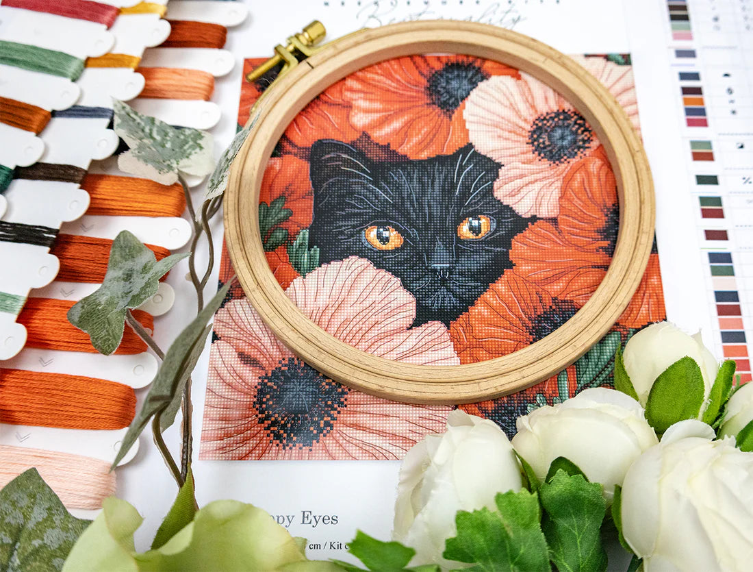 Kit di Punto Croce Letistitch L9949 "Occhi di Papavero (Poppy Eyes)" – Fiori 24x24 cm
