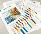 Kit de punto de cruz LetiStitch L9986 Harbor Breeze con puerto mediterráneo