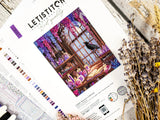 Kit de punto de cruz LetiStitch L9987 Raven’s Library con cuervo y biblioteca mágica