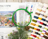 Kit de punto de cruz LetiStitch L9990 Christmas Trailer con caravana navideña