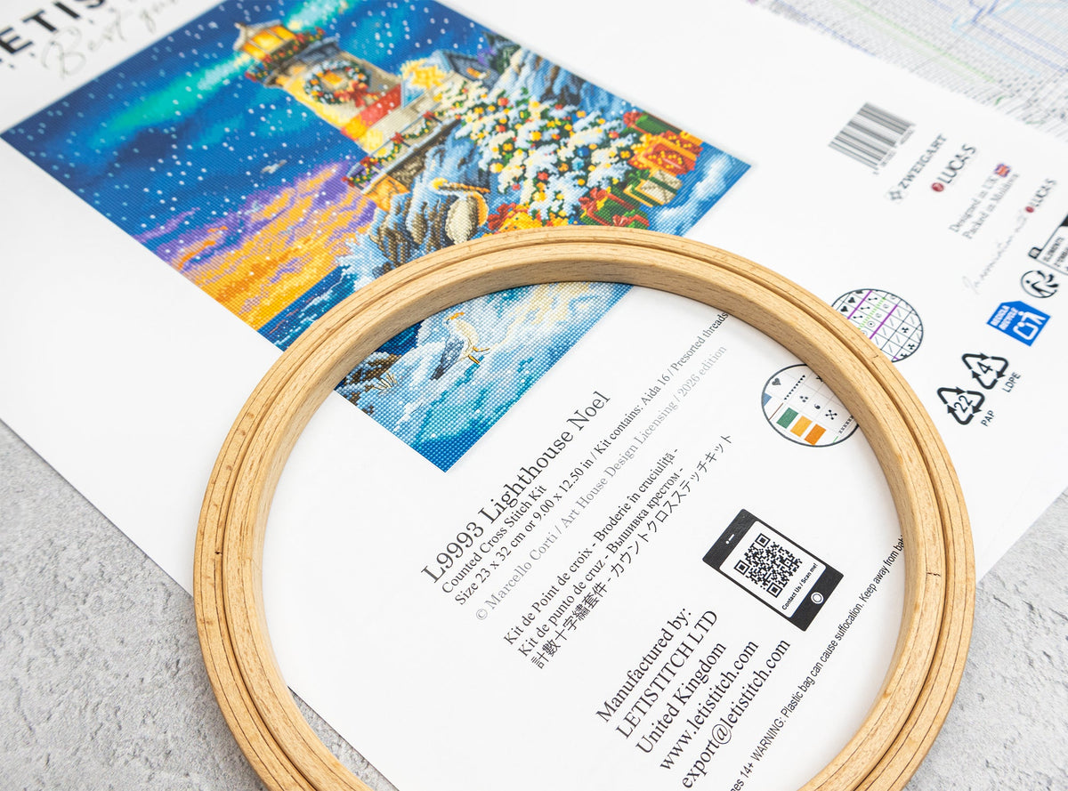Esquema del kit Letistitch L9993 Lighthouse Noel con bastidor