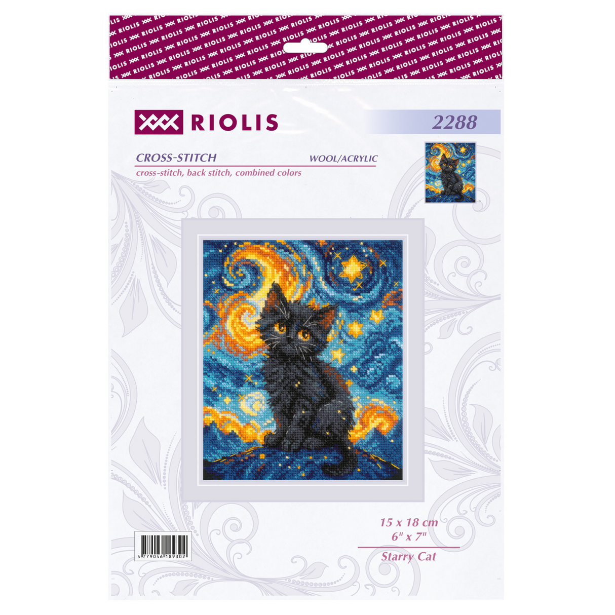 Kit de punto de cruz Riolis 2288 – “Gato estrellado”