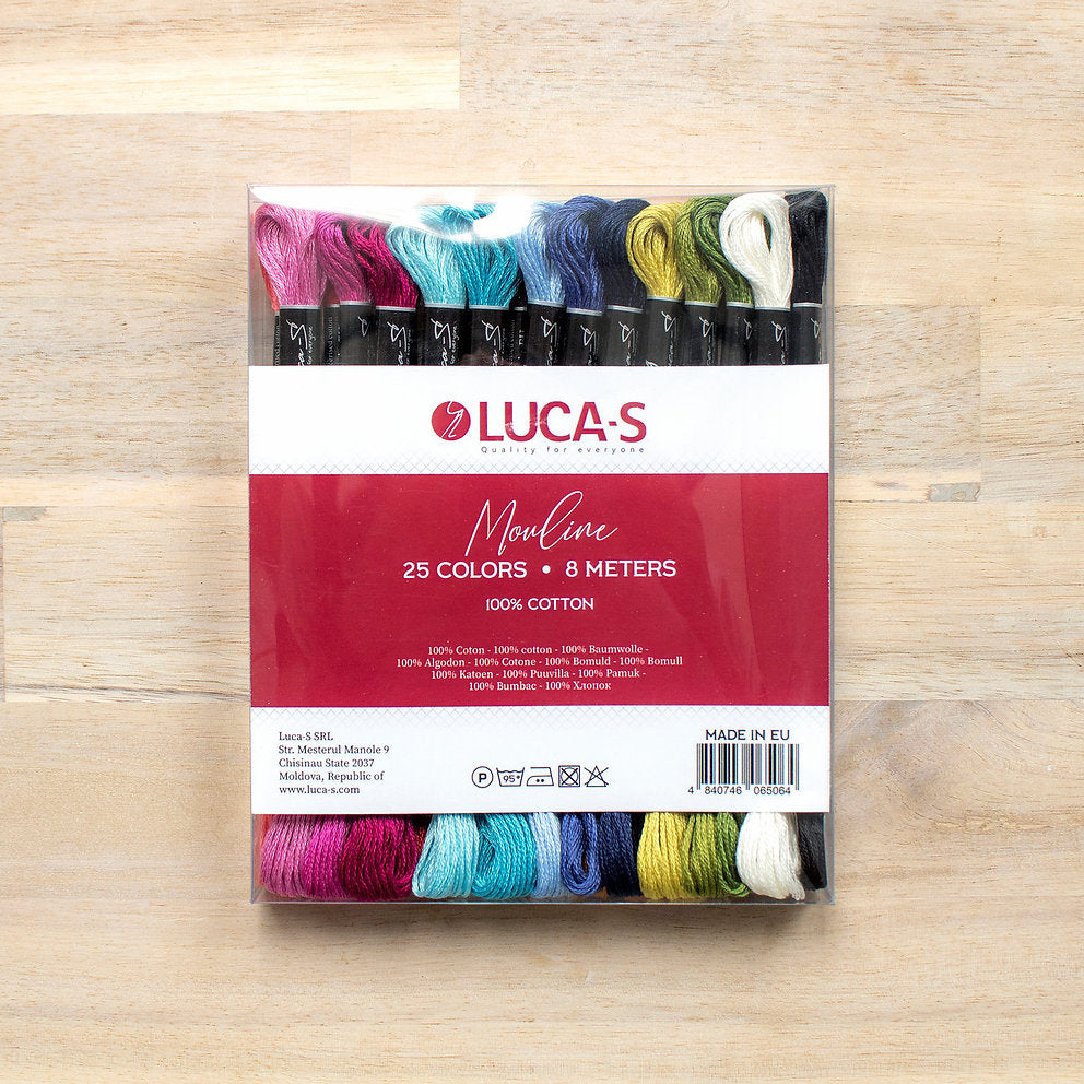 Pack de 25 hilos mouliné Luca-S de 8 m en colores surtidos
