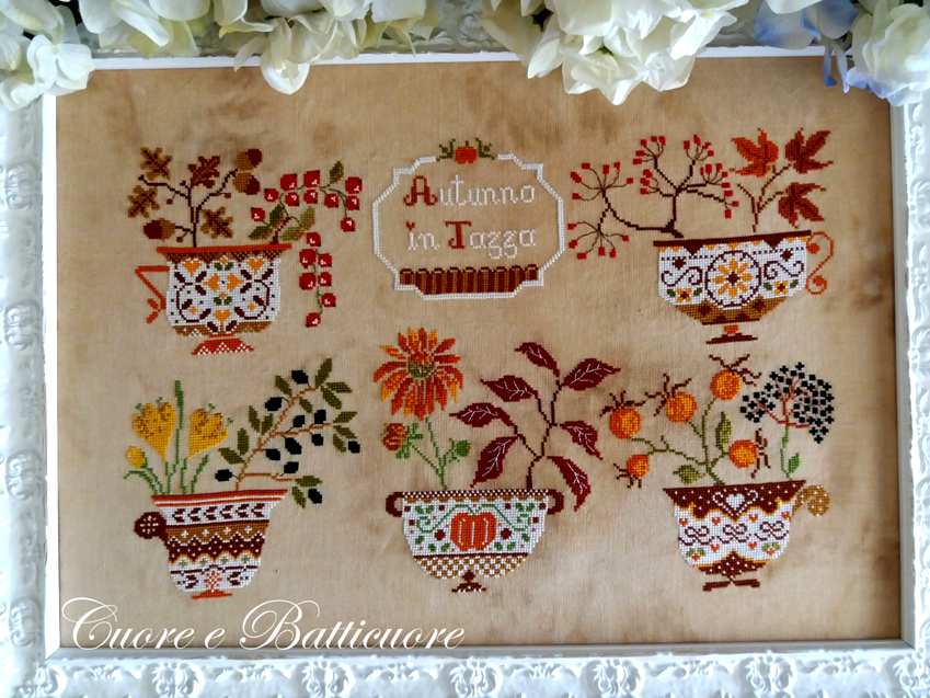 Autunno in tazza - cuore e batticuore - schema del punto