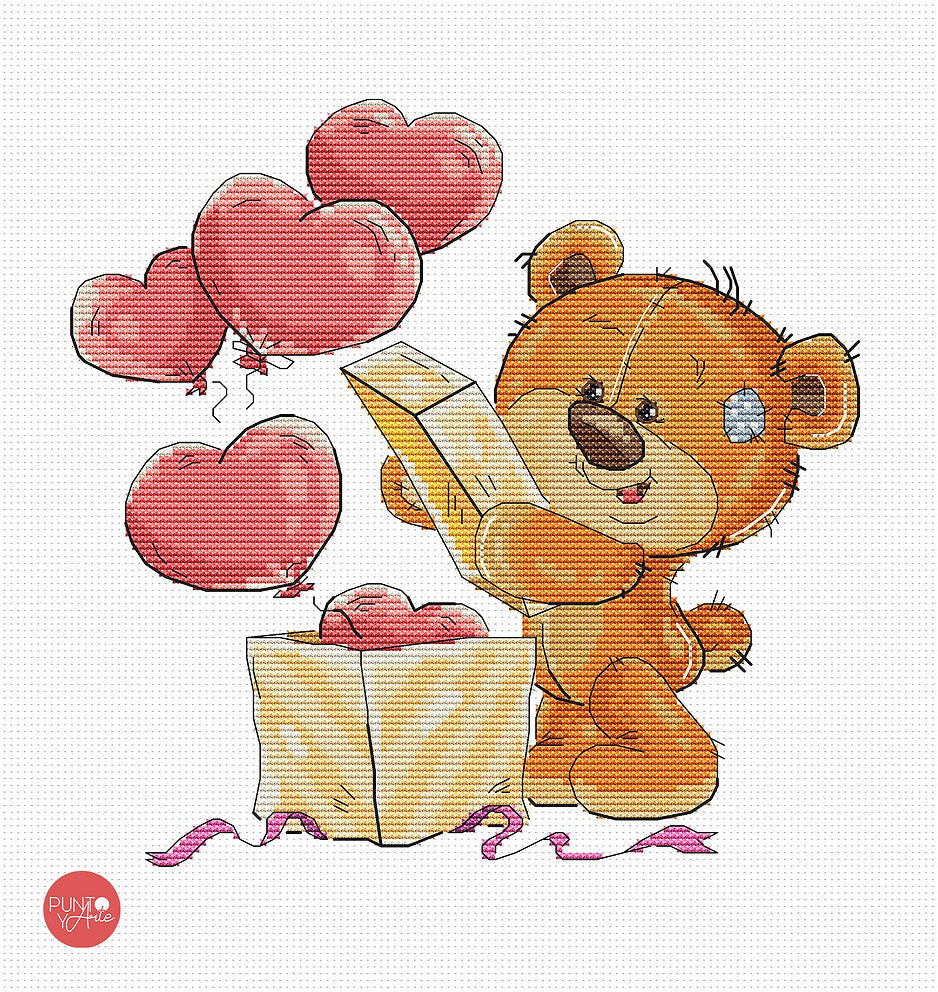Luca-S Cross Stitch Kit B1177 Teddy Bear – 16ct Aida, 18.5×18 cm