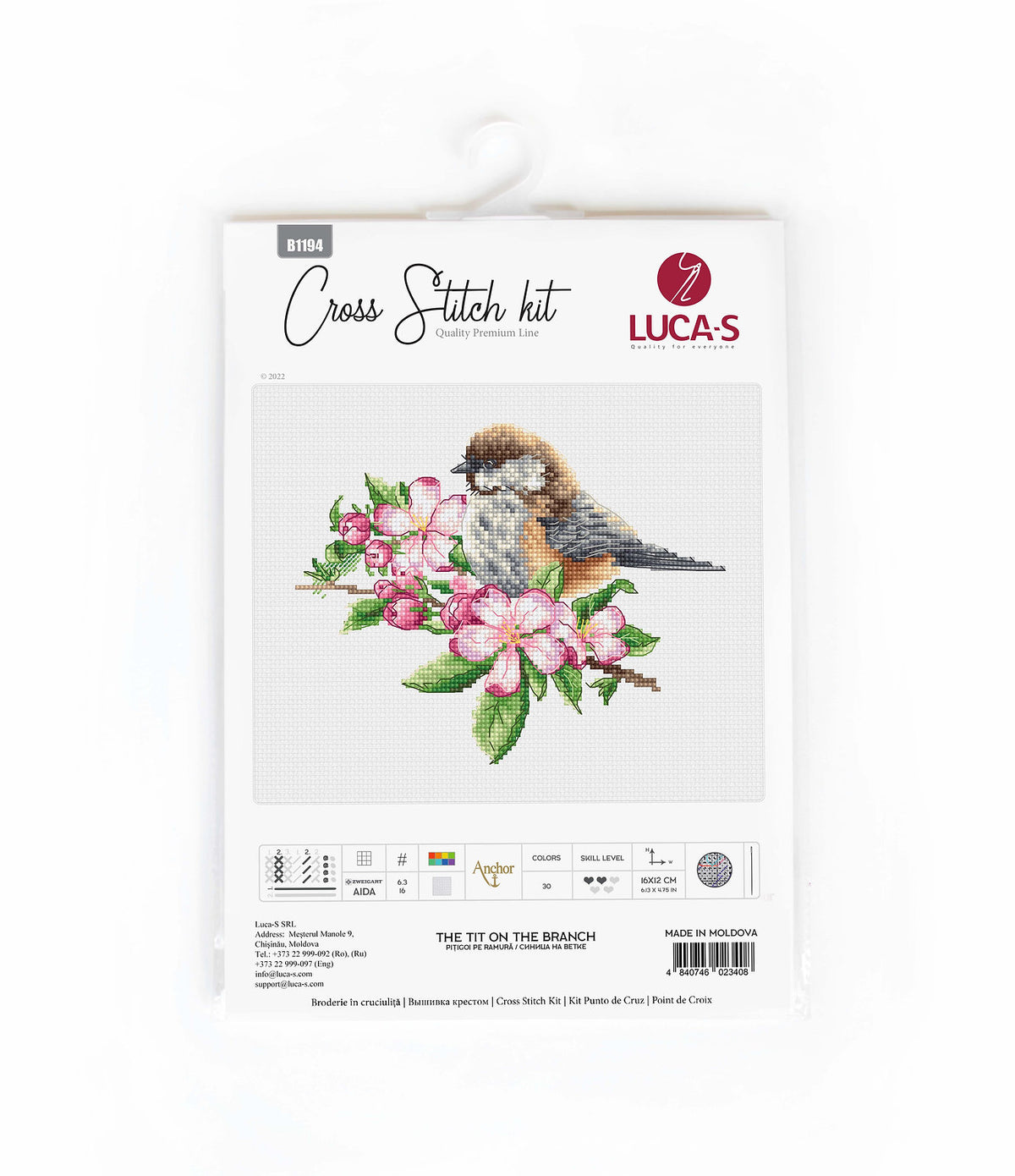 The Titmouse on the Branch - B1194 Luca-S - Cross Stitch Kit