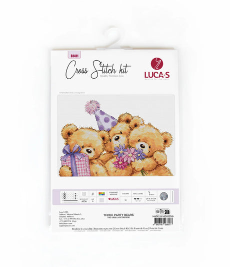 kit de punto de cruz "Three Party Bears" de Luca-S B1411