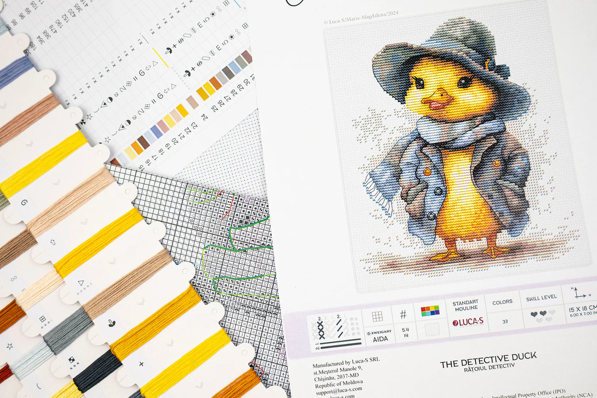Luca-S Cross Stitch Kit - The Detective Duck, B1416