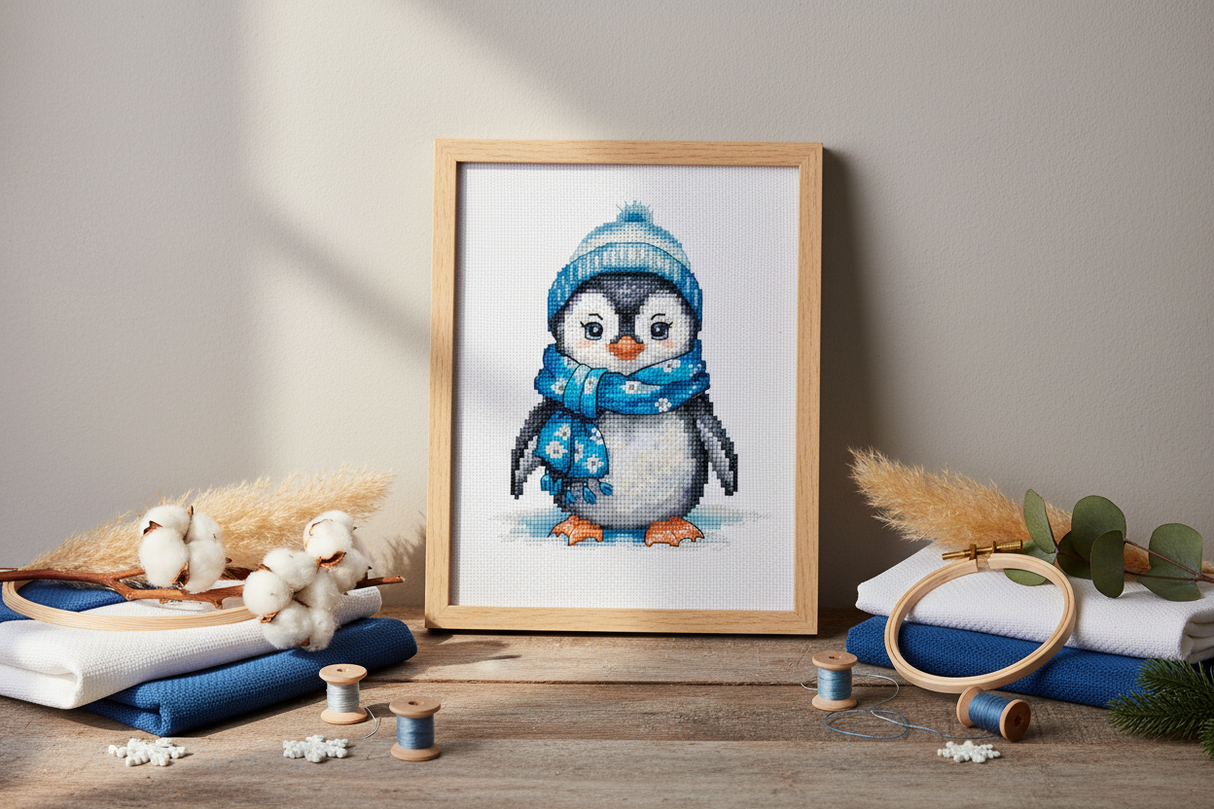 Kit de Punto de Cruz "Pingüino" B1417 de Luca-S