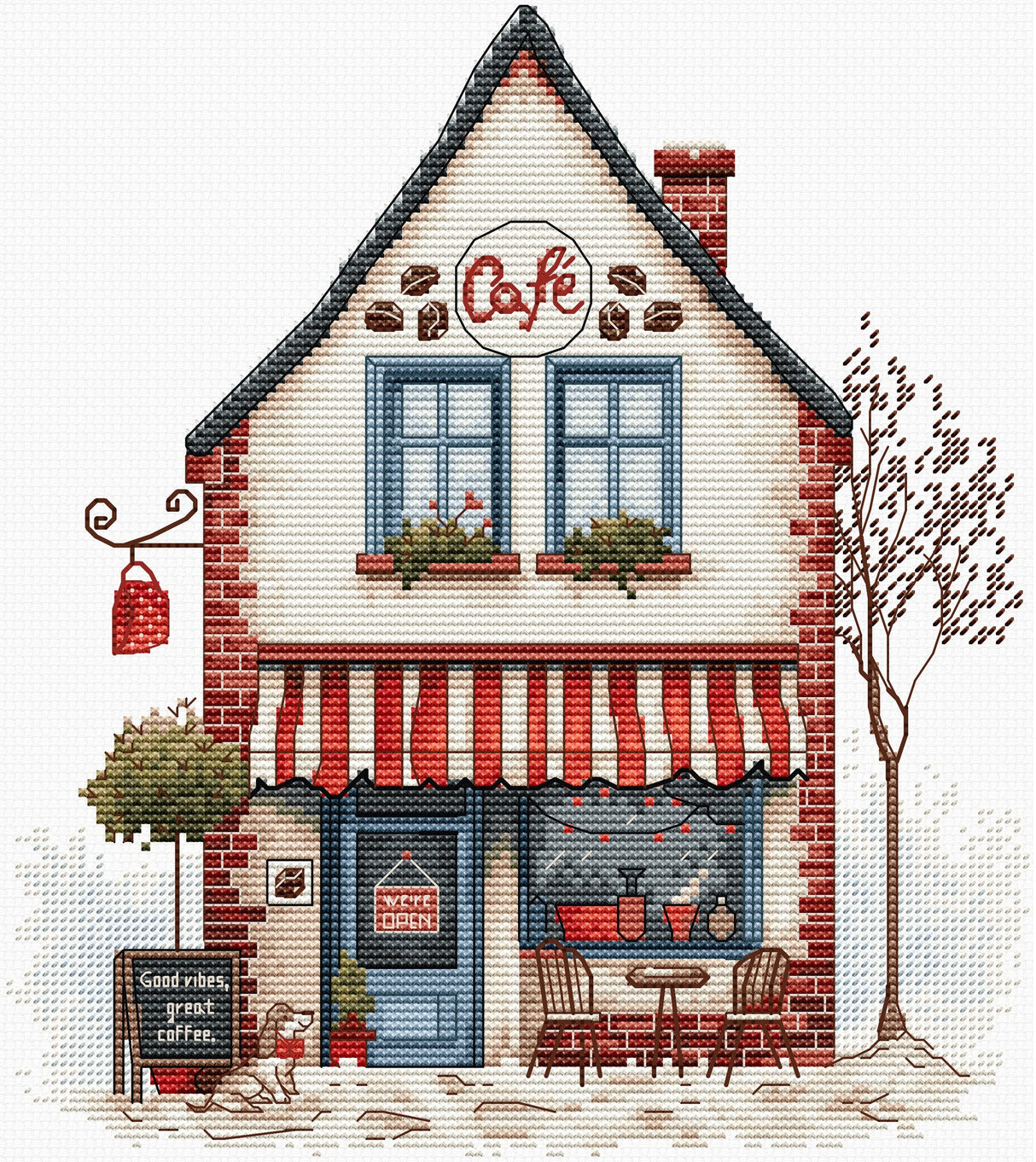 Luca-S B1427 – Welcome to Coffee! | Kit de punto de cruz con cafetería acogedora