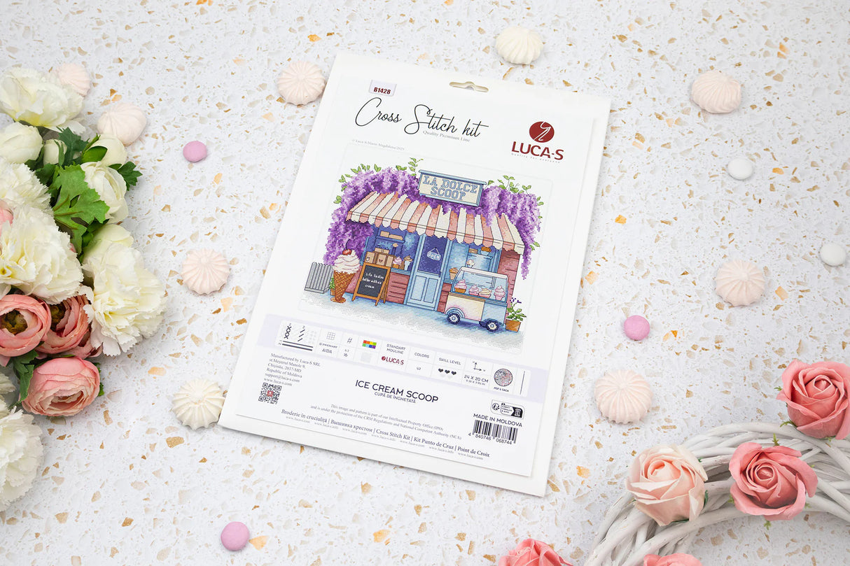 Luca-S B1428 – Ice Cream Scoop | Kit de punto de cruz con heladería veraniega