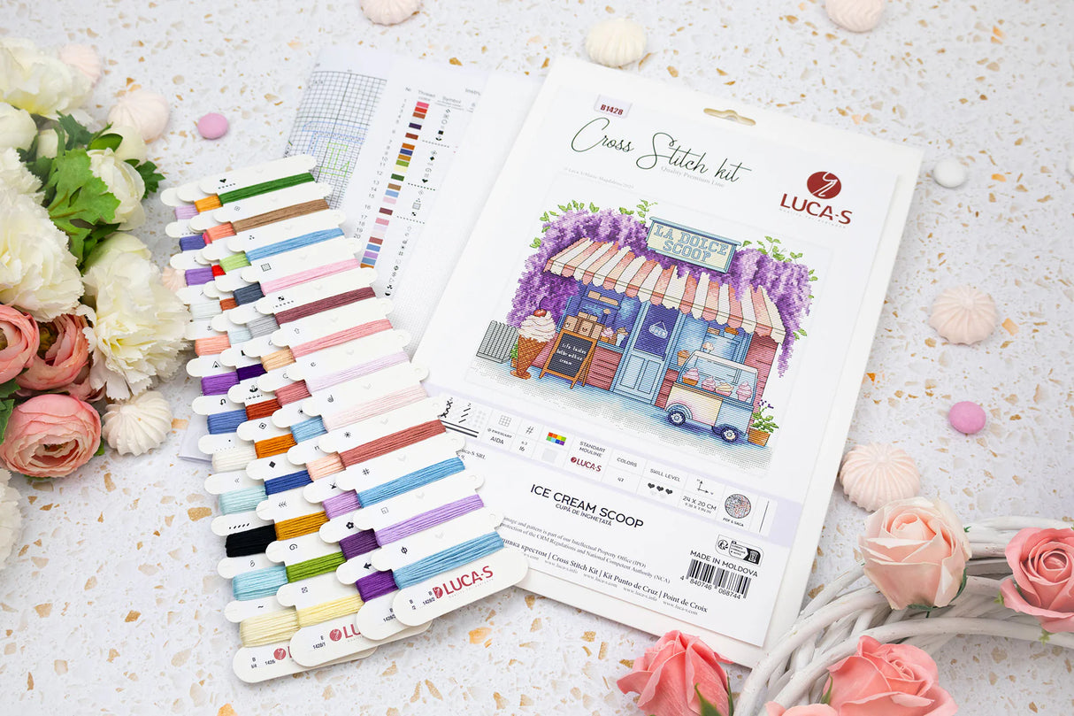 Luca-S B1428 – Ice Cream Scoop | Kit de punto de cruz con heladería veraniega