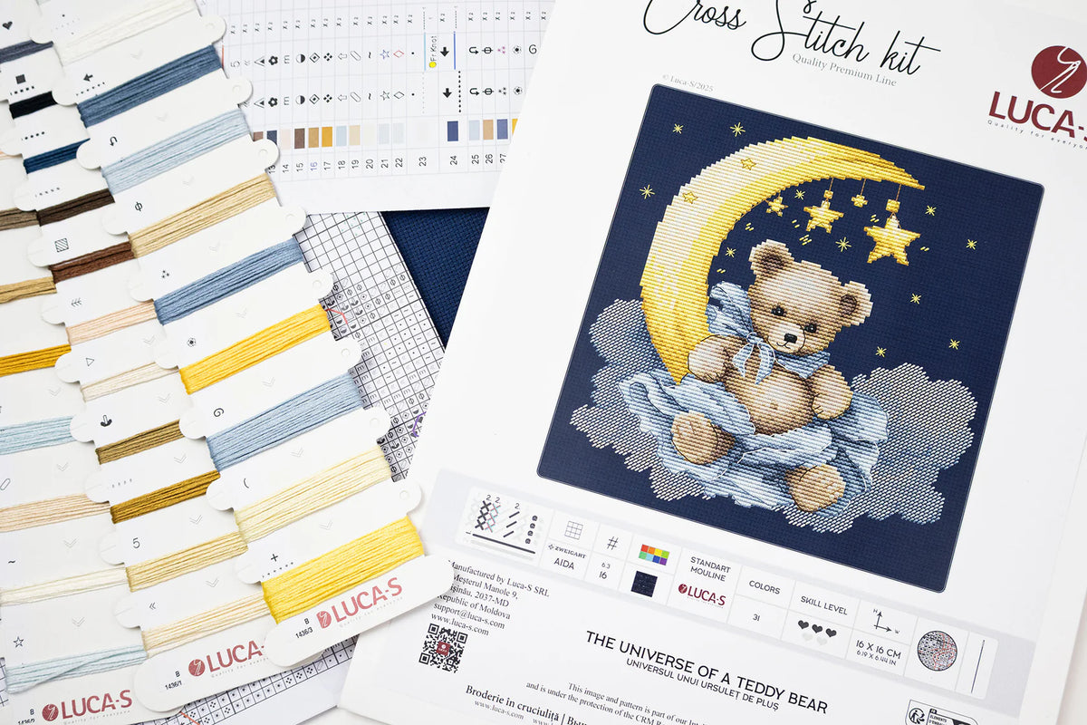 Set de bordado Luca-S The Universe of a Teddy Bear B1436, kit de punto de cruz infantil
