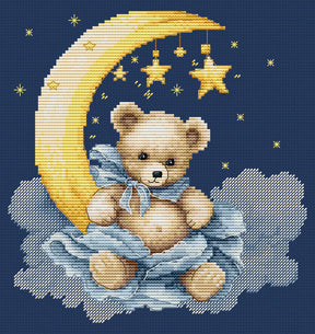 Kit de punto de cruz Luca-S The Universe of a Teddy Bear B1436, oso sobre la luna con estrellas