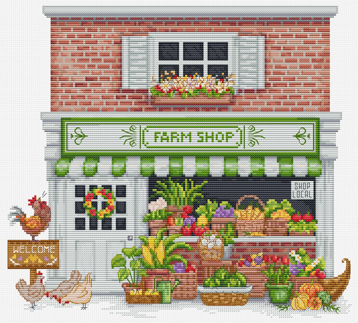 Kit de punto de cruz Luca-S B1448 Farm Shop - tienda de granja con verduras