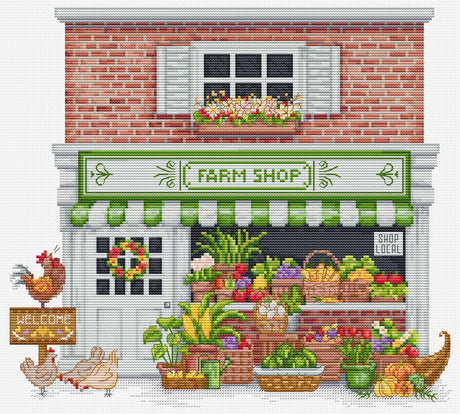 Kit de punto de cruz Luca-S B1448 Farm Shop - tienda de granja con verduras
