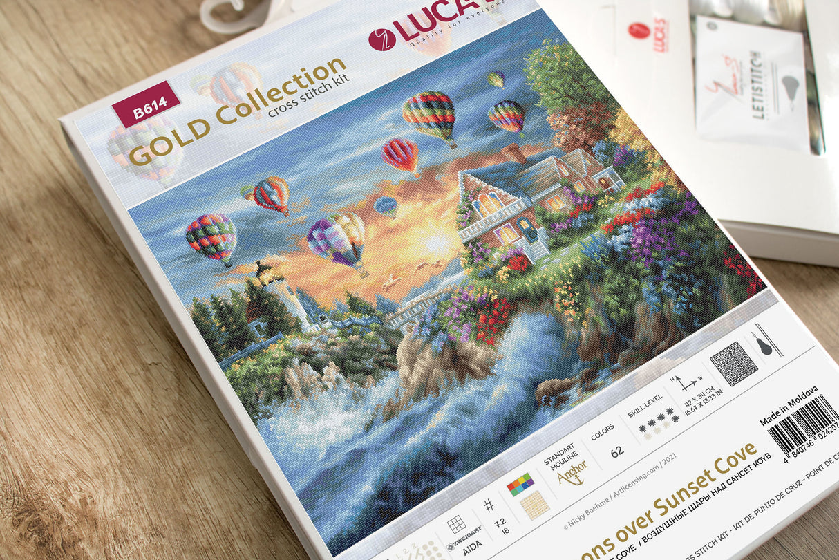 Kit de Punto de Cruz B614 'Balloons over Sunset Cove' de Luca-S Gold