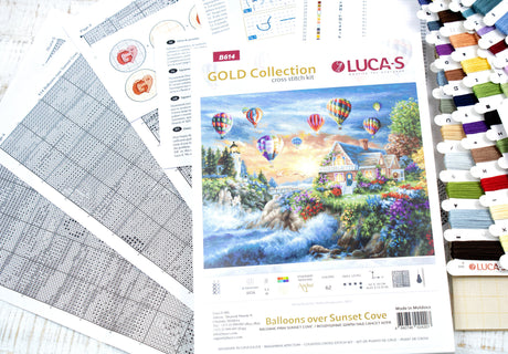 Cross Stitch Kit B614 'Balloons over Sunset Cove' by Luca-S Gold