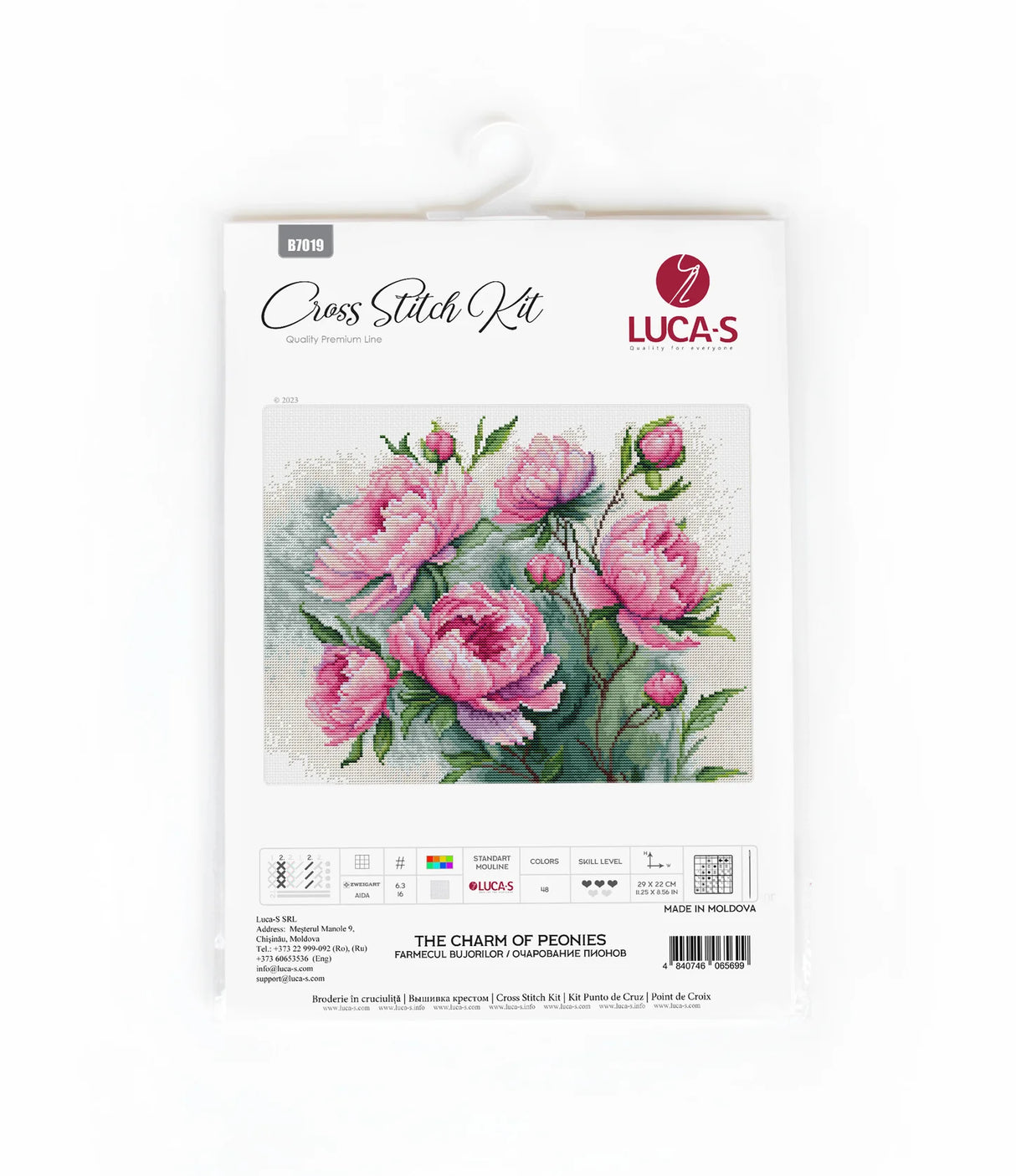 Kit de point de croix - Le charme des pivoines - B7019 Luca-S