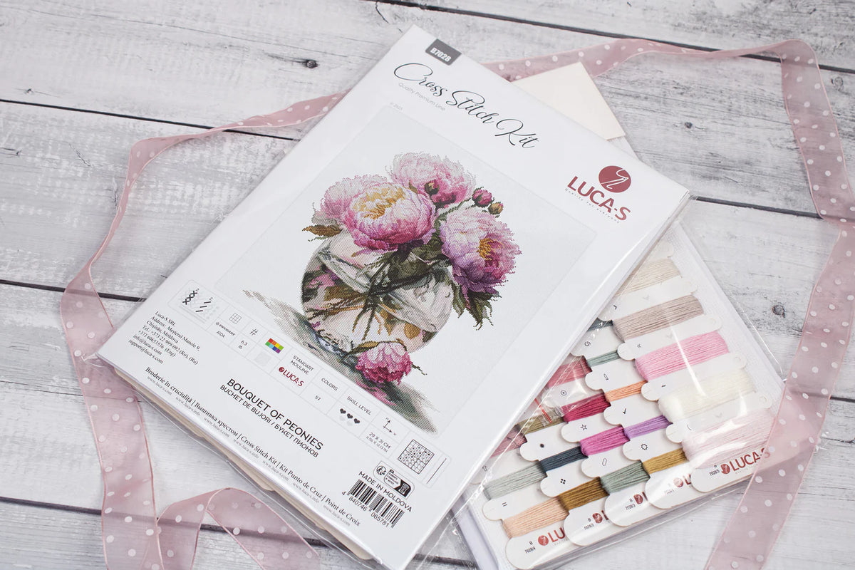 Kit Point de Croix Bouquet de Pivoines B7028 | Luca-S Premium