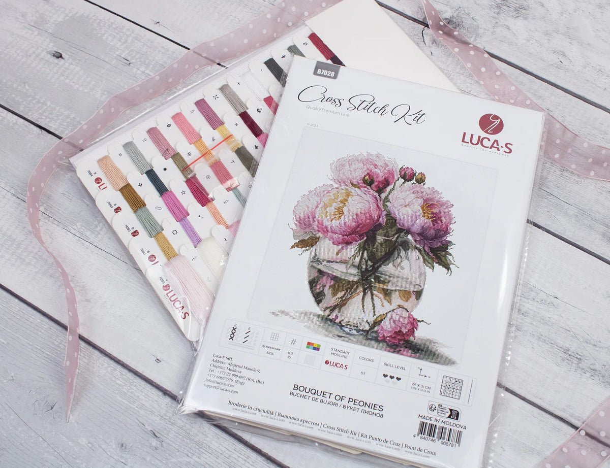 Kit Point de Croix Bouquet de Pivoines B7028 | Luca-S Premium