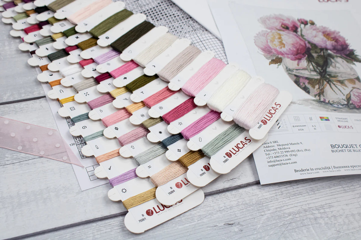 Kit Point de Croix Bouquet de Pivoines B7028 | Luca-S Premium
