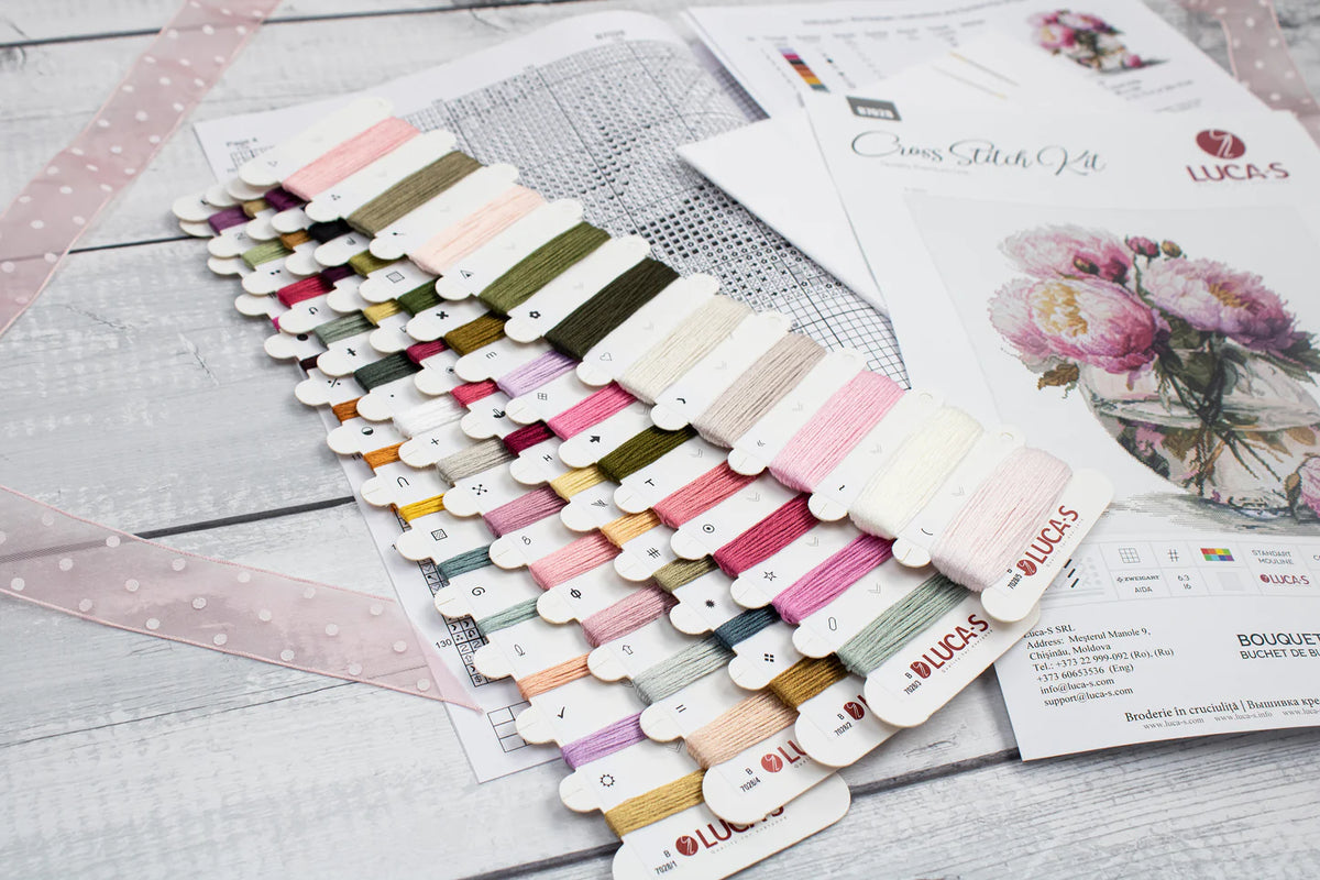 Kit Point de Croix Bouquet de Pivoines B7028 | Luca-S Premium