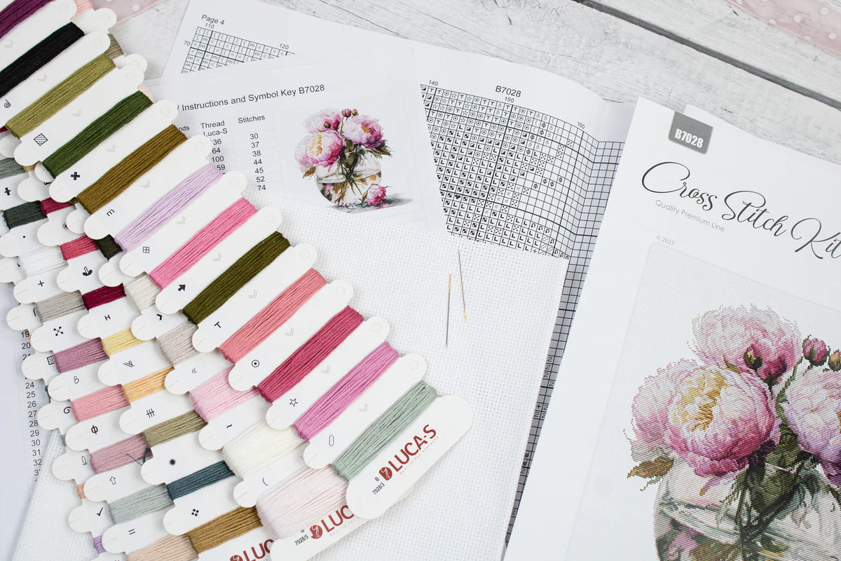 Kit Point de Croix Bouquet de Pivoines B7028 | Luca-S Premium