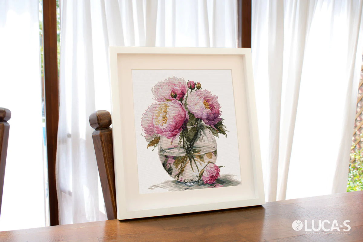 Kit Point de Croix Bouquet de Pivoines B7028 | Luca-S Premium