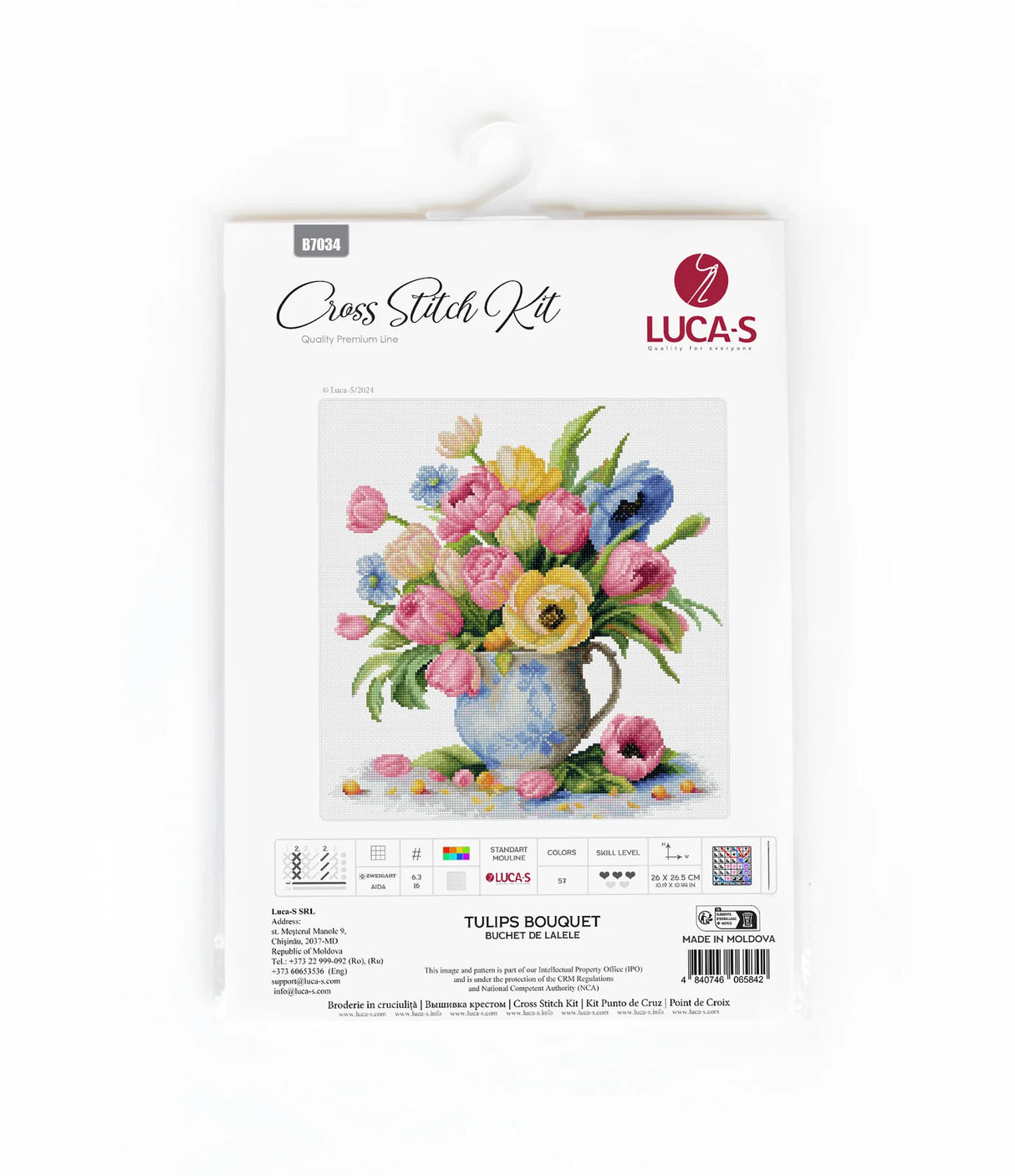 Kit de punto de cruz Luca-S -Tulips Bouquet, B7034