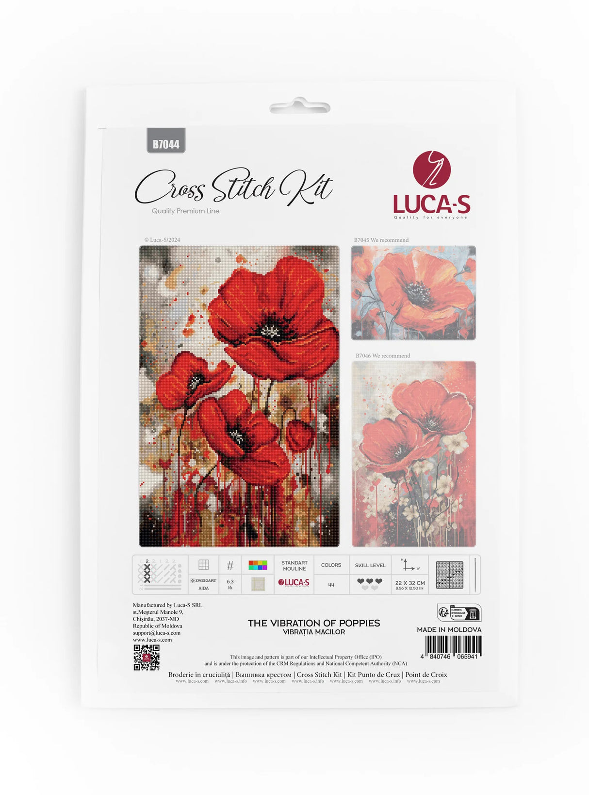 Kit de Punto de Cruz Luca-S - "The Vibration of Poppies" (B7044)