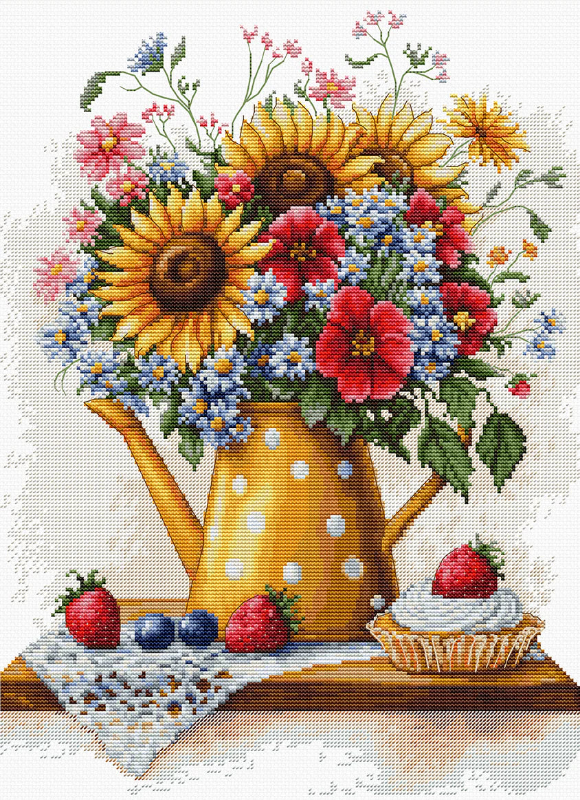 Luca-S B7052 – Summer Flowers | Kit de punto de cruz con flores y dulces veraniegos